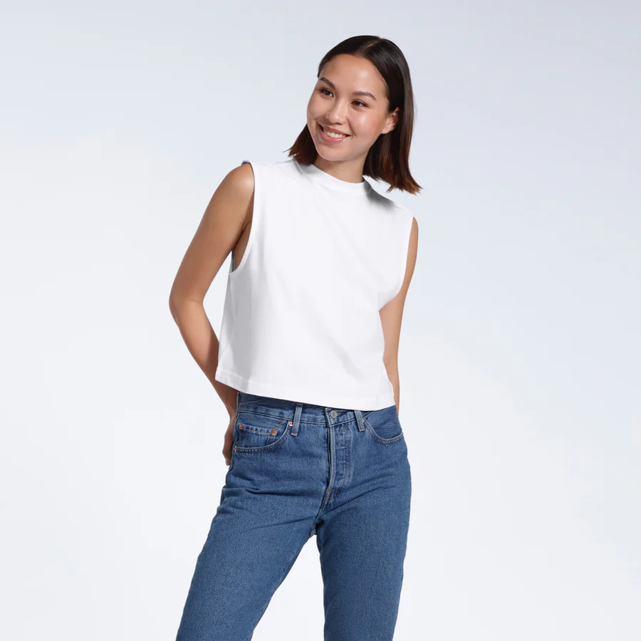 Women Crew Organic Cotton Tank Top White 3