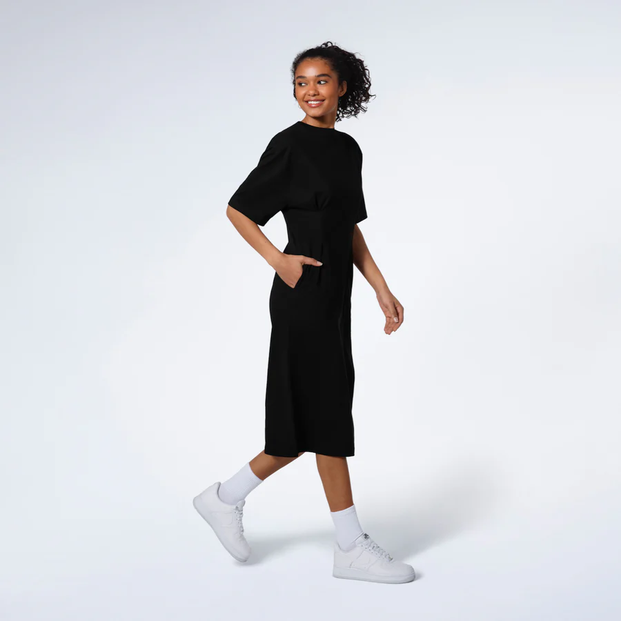 Women Pleated Waist Organic Tshirt Dress 2