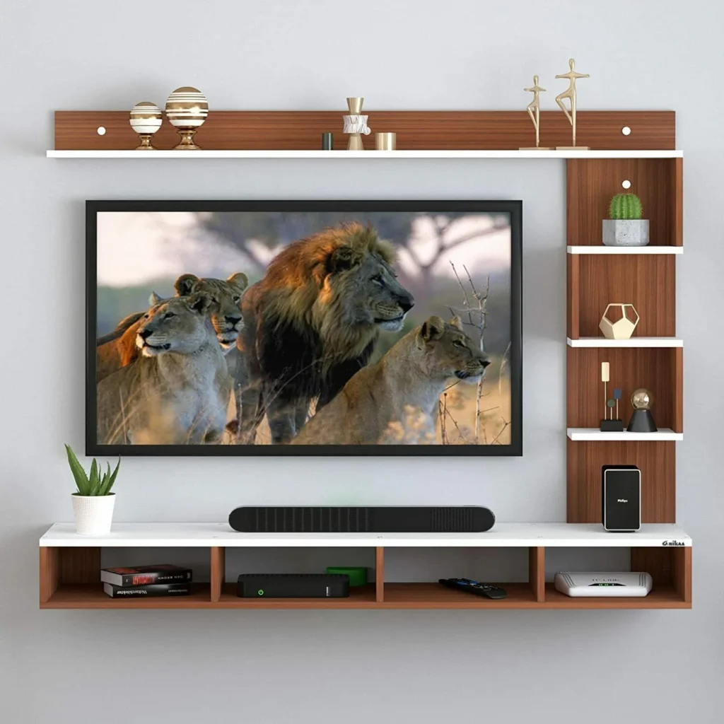 Anikaa Larisa Engineered Wood Tv Unit Tv Stand Wall Mounted Tv Cabinet Tv Entertainment Unit Walnut White Ideal For 43 Inch D I Y Product Images Orva2uztoqg P605427987 0 202310040833